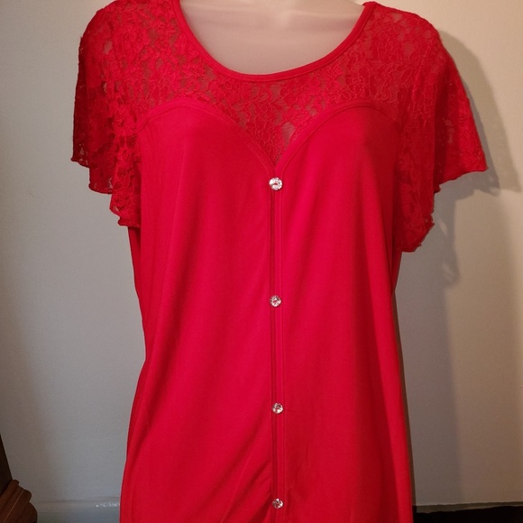 Emma & Olive Tops - NWT Emma & Olive Red Lace Top Womens XL